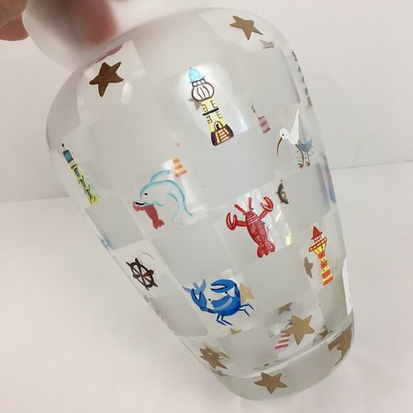 VTG Lenox Lighthouse Splendor Glass Vase Nautical Hand Painted Signed PKP - Picture 3 of 8